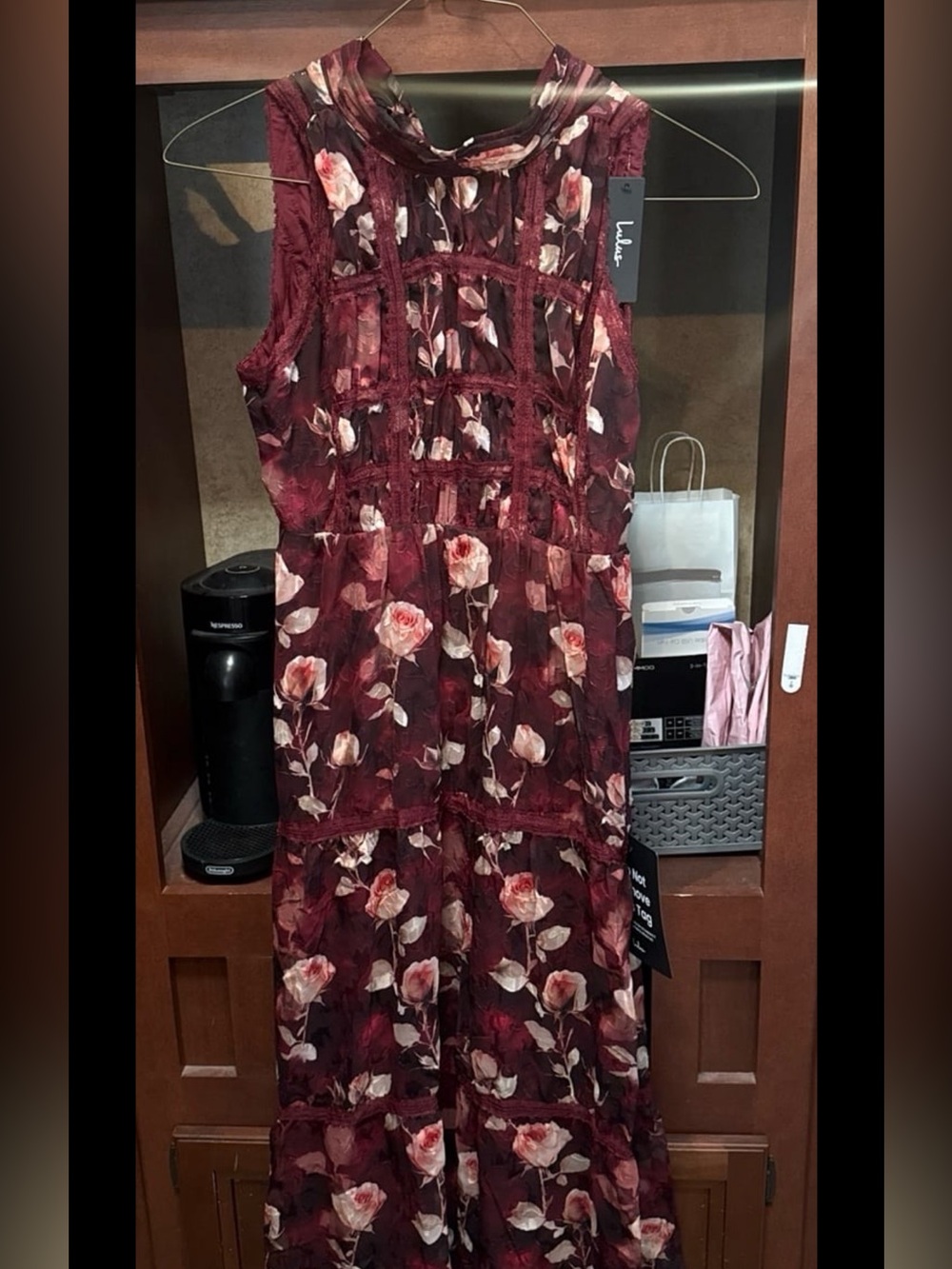 Floral Midi Dress in Burgundy